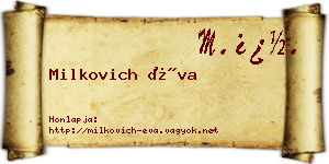 Milkovich Éva névjegykártya